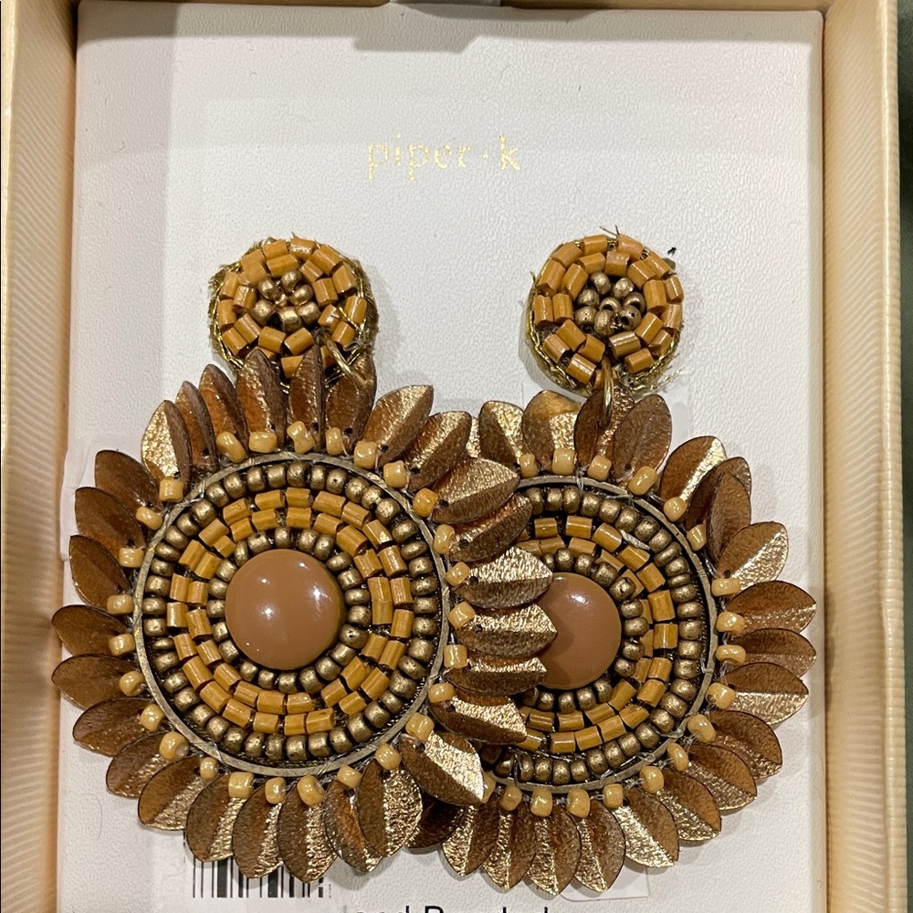 Piper Gold and Brown Beaded Earrings
